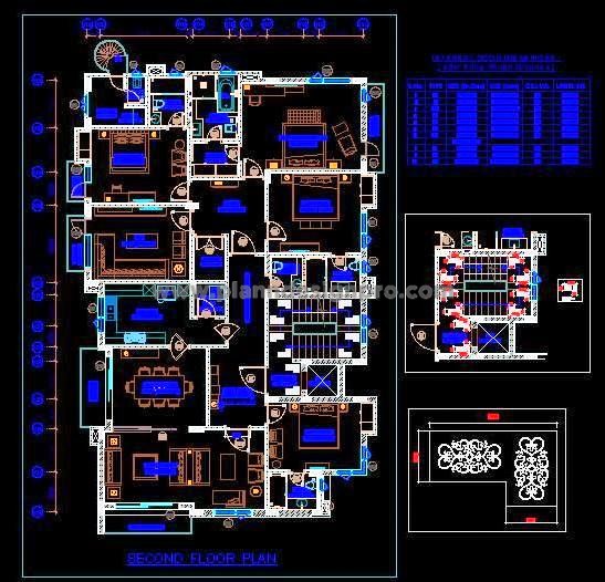 Luxurious 4 BHK CAD Plan- Layout, Furniture, and Inlay Design